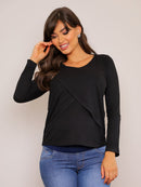 Blusa Amamentação Transpassada Manga Longa