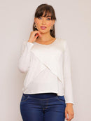 Blusa Amamentação Transpassada Manga Longa