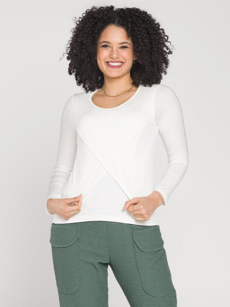 Blusa Amamentação Transpassada Manga Longa