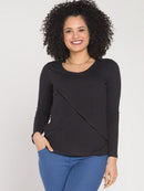 Blusa Amamentação Transpassada Manga Longa
