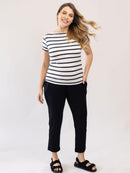 Blusa Lino Stripe Amamentação Manga Curta