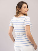 Blusa Lino Stripe Amamentação Manga Curta