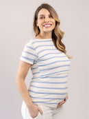 Blusa Lino Stripe Amamentação Manga Curta