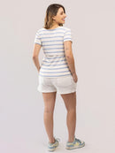 Blusa Lino Stripe Amamentação Manga Curta
