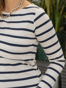 Blusa Lino Stripe Amamentação Manga Longa