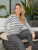 Blusa Lino Stripe Amamentação Manga Longa