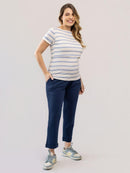 Calça Gestante Cropped com Cós em Lastex