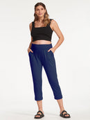 Calça Gestante Cropped com Cós em Lastex