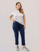 Calça Gestante Cropped com Cós em Lastex