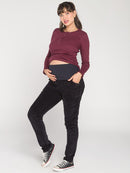 Calça Legging Gestante Veludo Cotelê