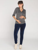 Calça Legging Gestante Veludo Cotelê