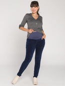Calça Legging Gestante Veludo Cotelê
