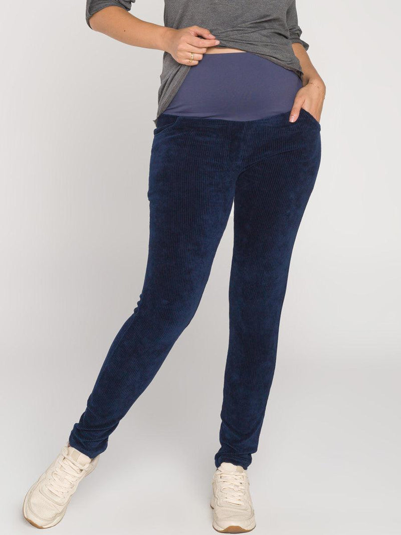 Calça Legging Gestante Veludo Cotelê