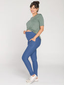 Legging Gestante Moletom Denim