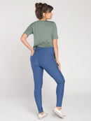 Legging Gestante Moletom Denim
