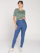Legging Gestante Moletom Denim