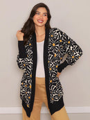 Maxi Cardigan Estampado Floral com Maxi Punho