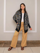 Maxi Cardigan Estampado Floral com Maxi Punho