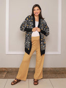 Maxi Cardigan Estampado Floral com Maxi Punho