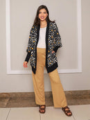 Maxi Cardigan Estampado Floral com Maxi Punho