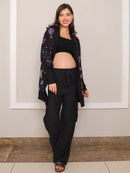 Maxi Cardigan Estampado Navy com Maxi Punho