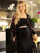 Maxi Cardigan Estampado Navy com Maxi Punho