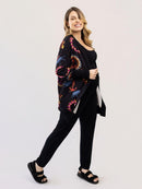 Maxi Cardigan Estampado Navy com Maxi Punho