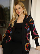 Maxi Cardigan Estampado Navy com Maxi Punho