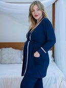 Pijama Maternidade 3 Peças - Calça, Regata Amamentação e Robe
