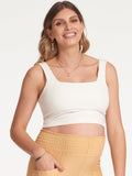 Regata Cropped Canelada com Decote Quadrado
