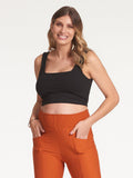 Regata Cropped Canelada com Decote Quadrado