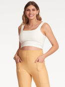 Regata Cropped Canelada com Decote Quadrado