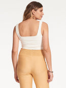 Regata Cropped Canelada com Decote Quadrado