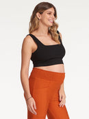 Regata Cropped Canelada com Decote Quadrado