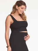 Regata Cropped Canelada com Decote Quadrado