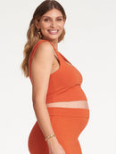 Regata Cropped Canelada com Decote Quadrado