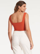 Regata Cropped Canelada com Decote Quadrado