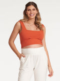 Regata Cropped Canelada com Decote Quadrado