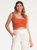 Regata Cropped Canelada com Decote Quadrado