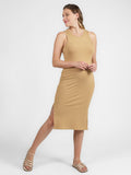 Vestido Gestante Canelado com Decote Nadador