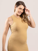 Vestido Gestante Canelado com Decote Nadador