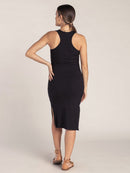 Vestido Gestante Canelado com Decote Nadador