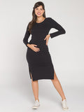 Vestido Gestante Canelado Sevilha Manga Longa