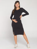 Vestido Gestante Canelado Sevilha Manga Longa