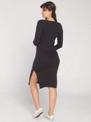 Vestido Gestante Canelado Sevilha Manga Longa