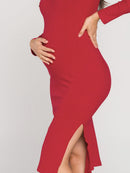 Vestido Gestante Canelado Sevilha Manga Longa