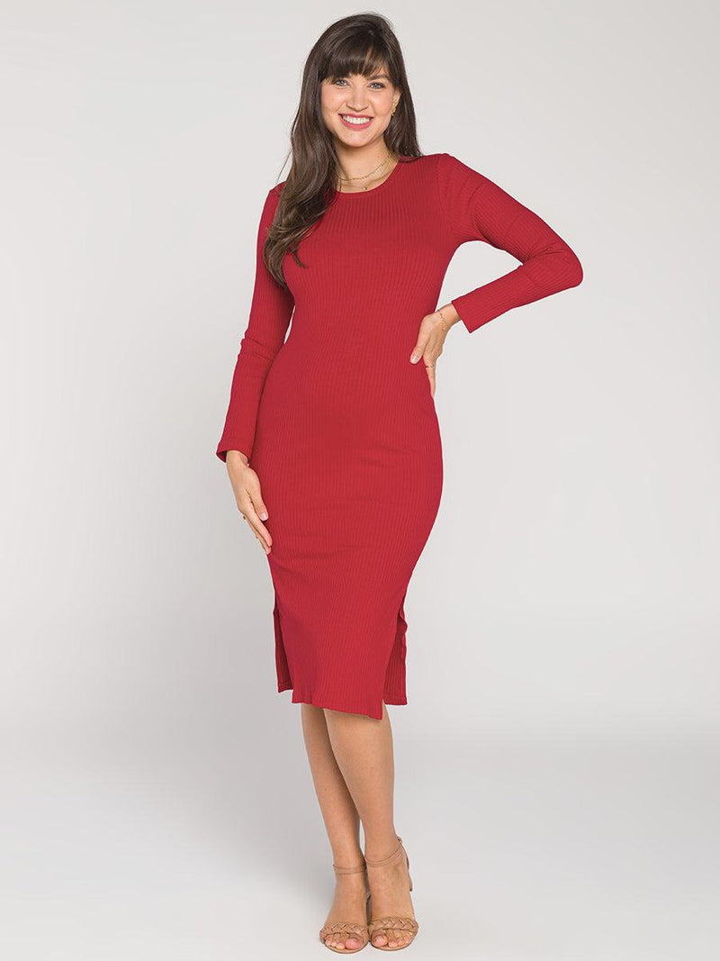 Vestido Gestante Canelado Sevilha Manga Longa