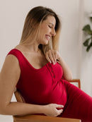 Vestido Gestante e Amamentação Canelado Decote Quadrado